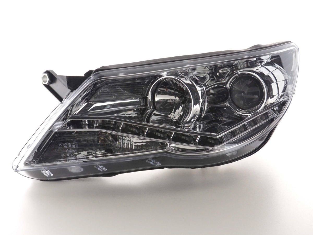 Scheinwerfer Set Daylight LED TFL-Optik VW Tiguan 07-11 chrom Scheinwerfer Set Daylight LED TFL-Optik VW Tiguan 07-11 chrom